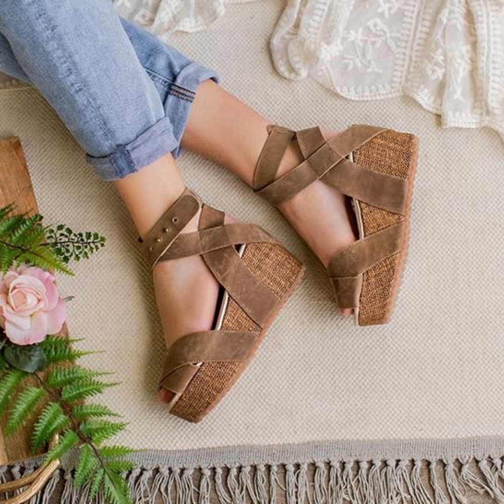 Joyfolie espresso platform wedges